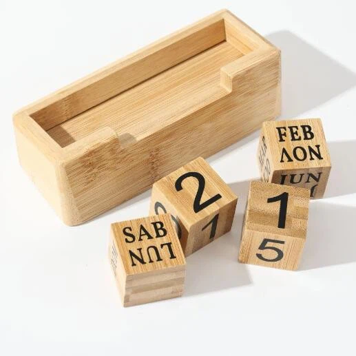 Bamboo Calendar Creative Desktop Ornaments Block